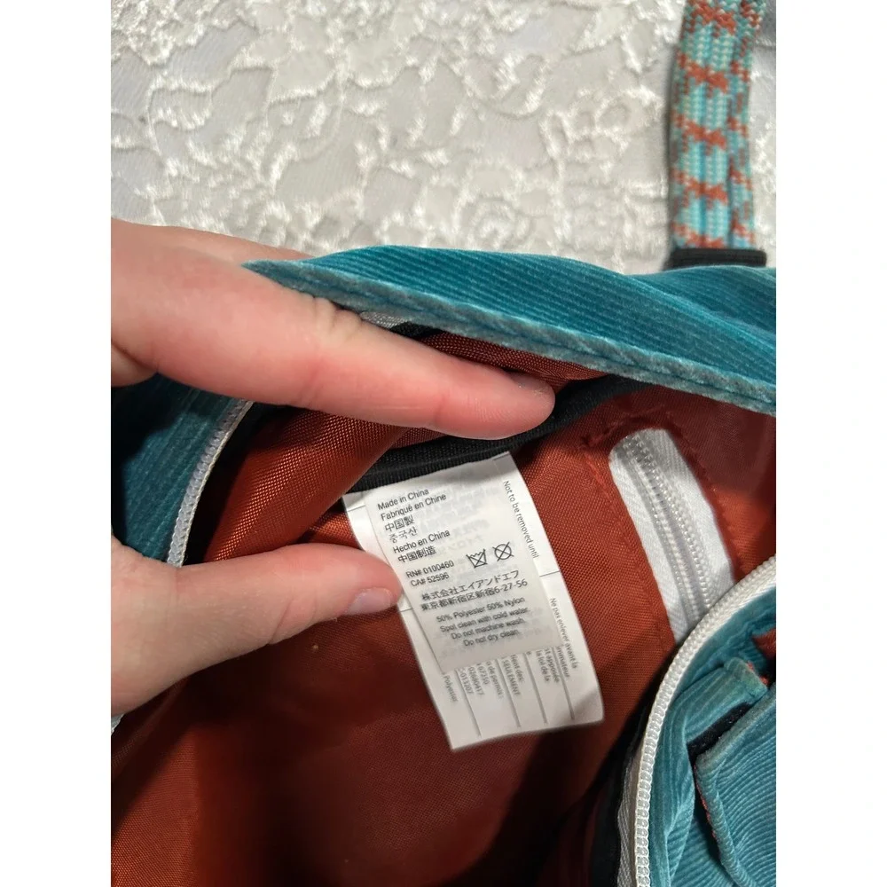 KAVU Teal Corduroy Sling Rope Crossbody Backpack Hiking Gorpcore Utility